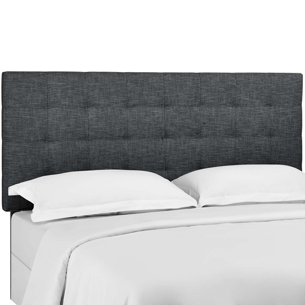 Paisley Tufted Full / Queen Upholstered Linen Fabric Headboard in Gray