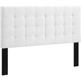 Paisley Tufted Full / Queen Upholstered Linen Fabric Headboard in White