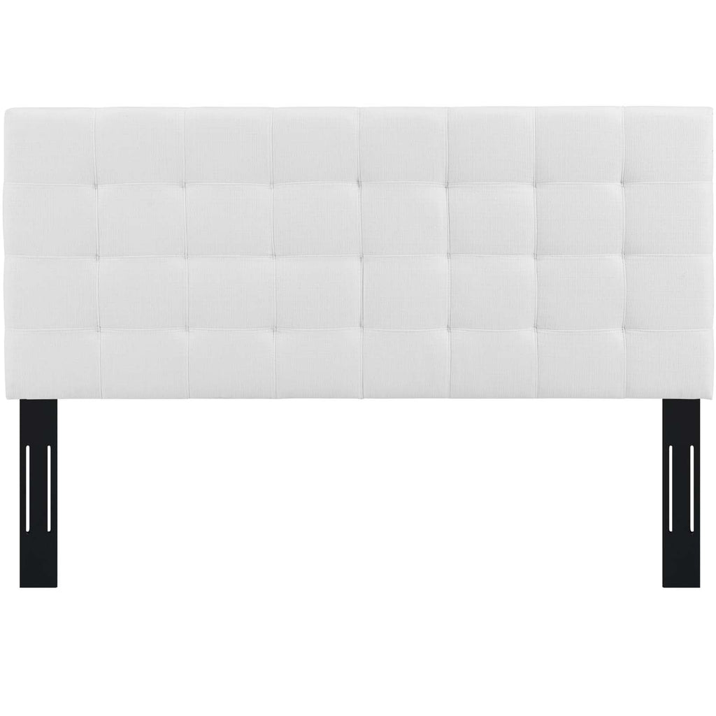 Paisley Tufted Full / Queen Upholstered Linen Fabric Headboard in White