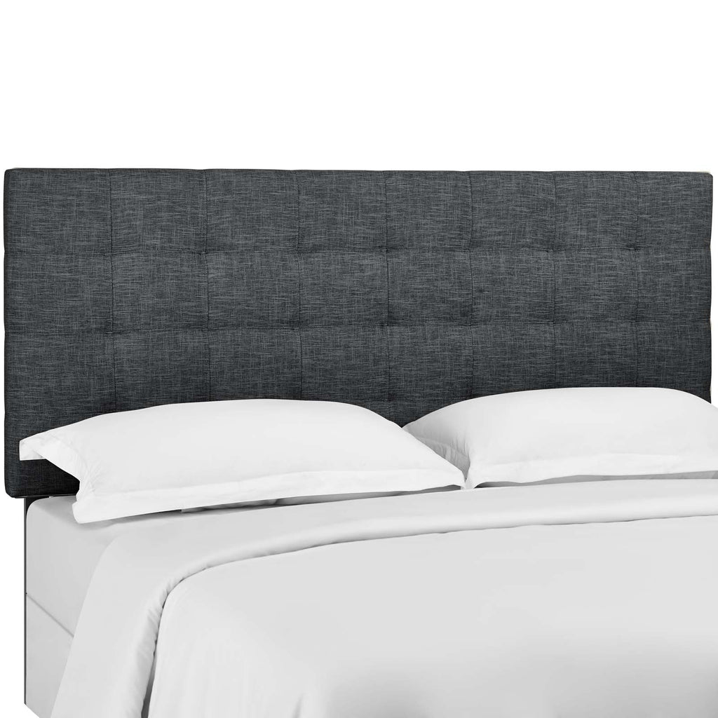 Paisley Tufted King and California King Upholstered Linen Fabric Headboard in Gray