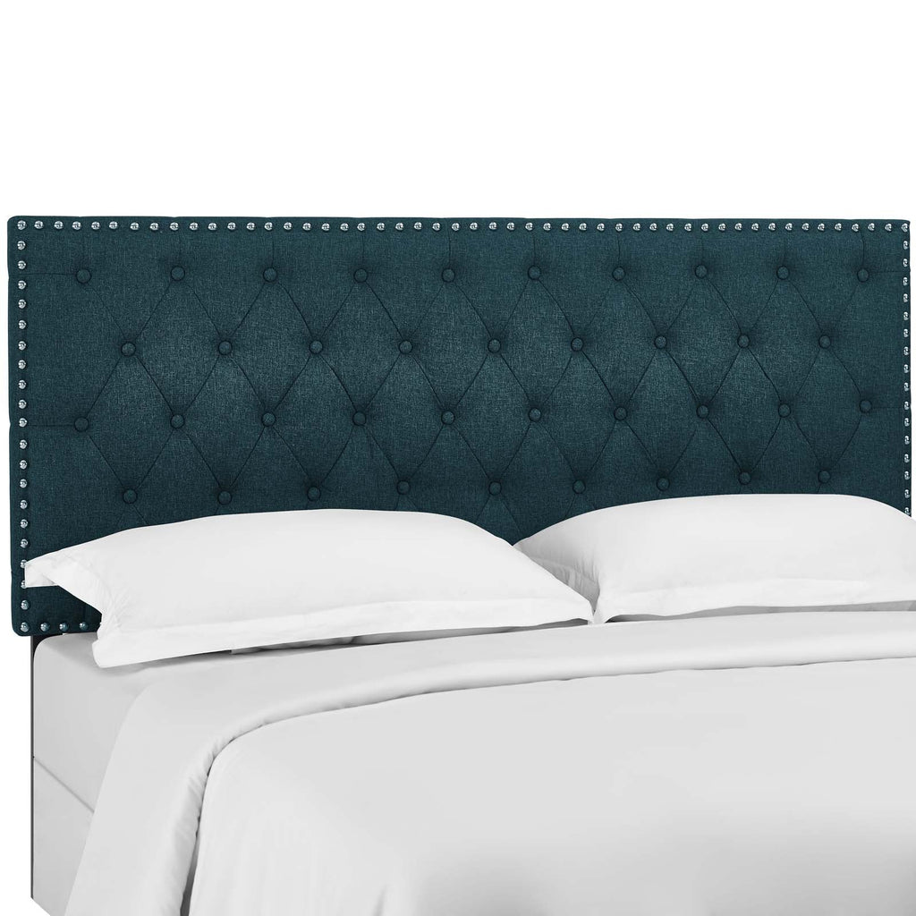 Helena Tufted Twin Upholstered Linen Fabric Headboard in Azure