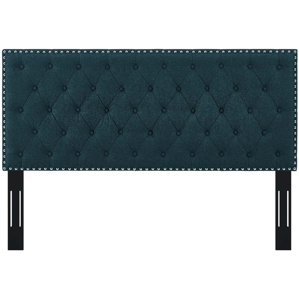 Helena Tufted Twin Upholstered Linen Fabric Headboard in Azure