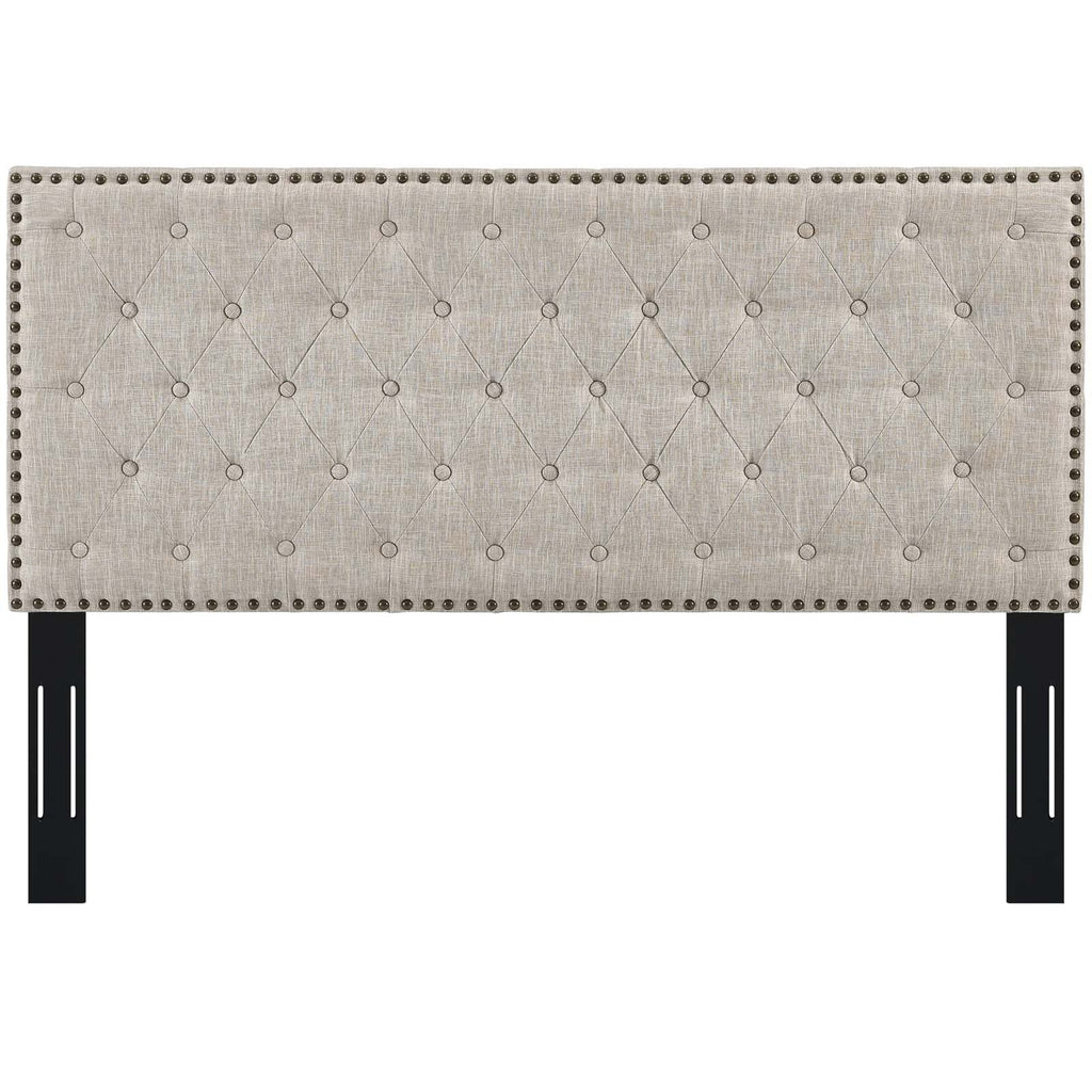 Helena Tufted Twin Upholstered Linen Fabric Headboard in Beige