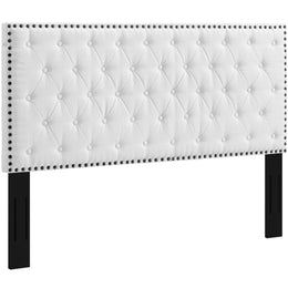 Helena Tufted Twin Upholstered Linen Fabric Headboard in White