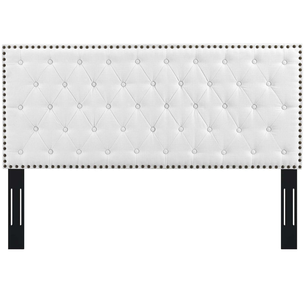 Helena Tufted Full / Queen Upholstered Linen Fabric Headboard in White