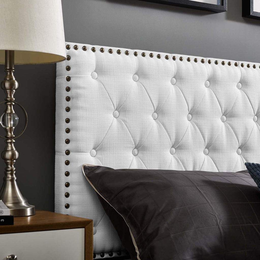 Helena Tufted Full / Queen Upholstered Linen Fabric Headboard in White