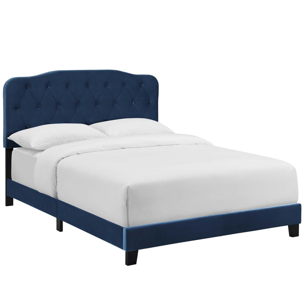 Amelia Twin Performance Velvet Bed in Navy