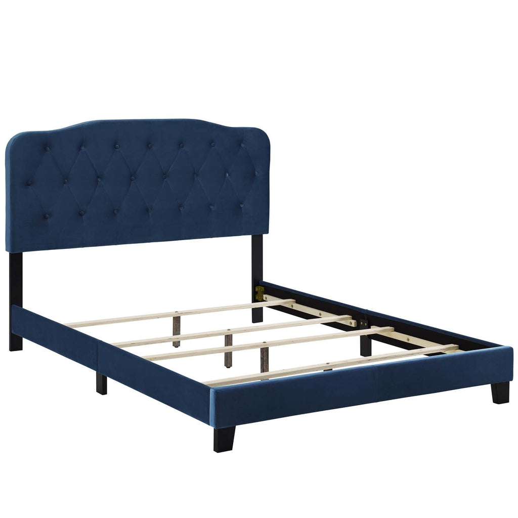 Amelia Twin Performance Velvet Bed in Navy