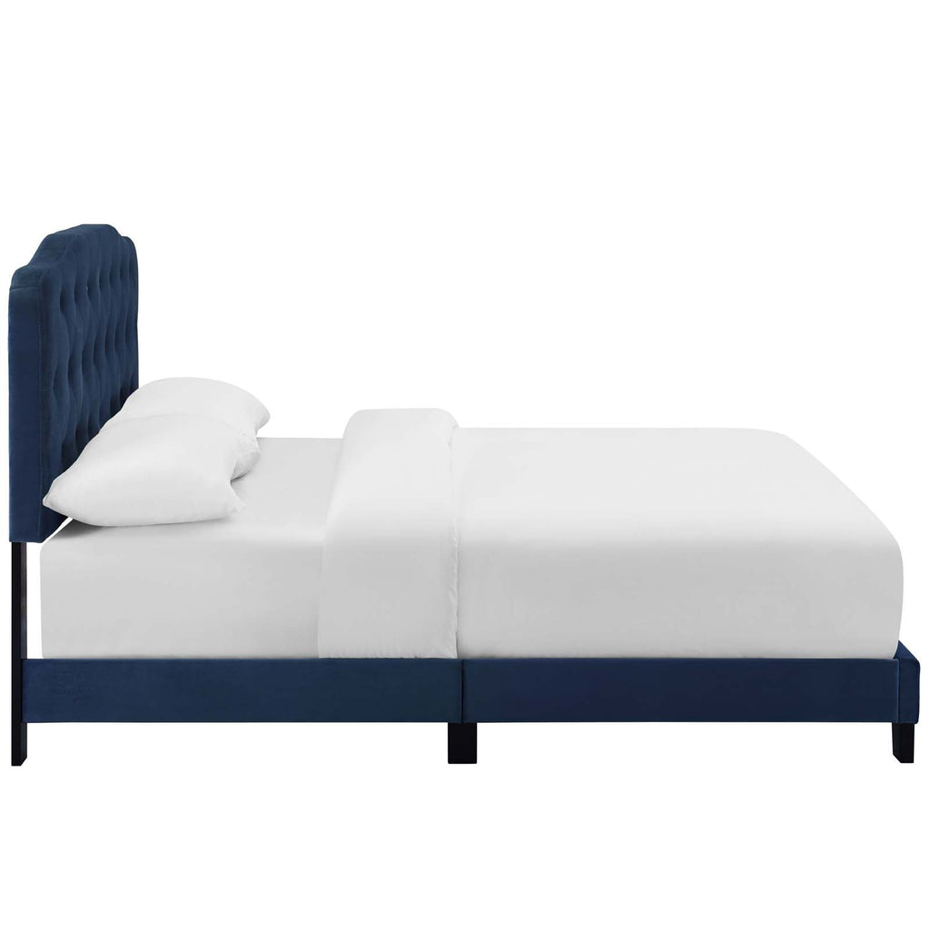 Amelia Twin Performance Velvet Bed in Navy