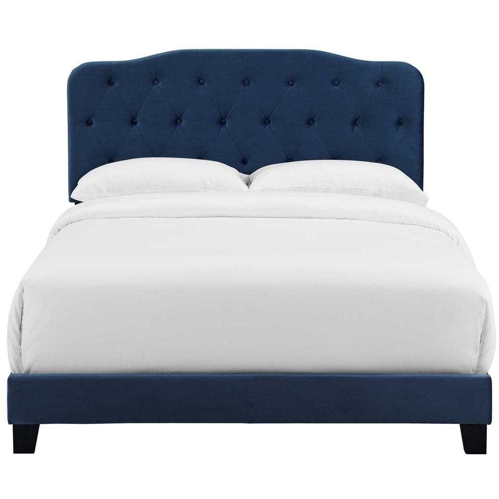 Amelia Twin Performance Velvet Bed in Navy