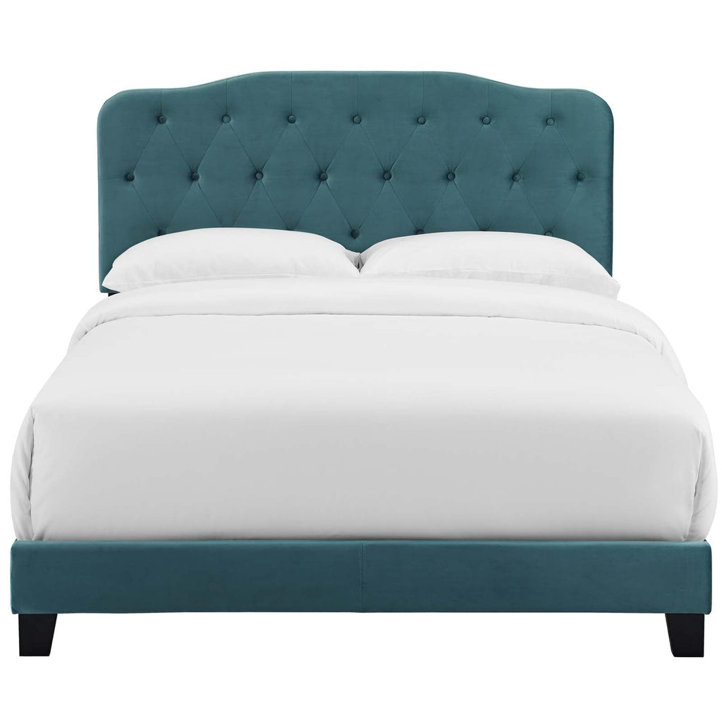 Amelia Twin Performance Velvet Bed in Sea Blue