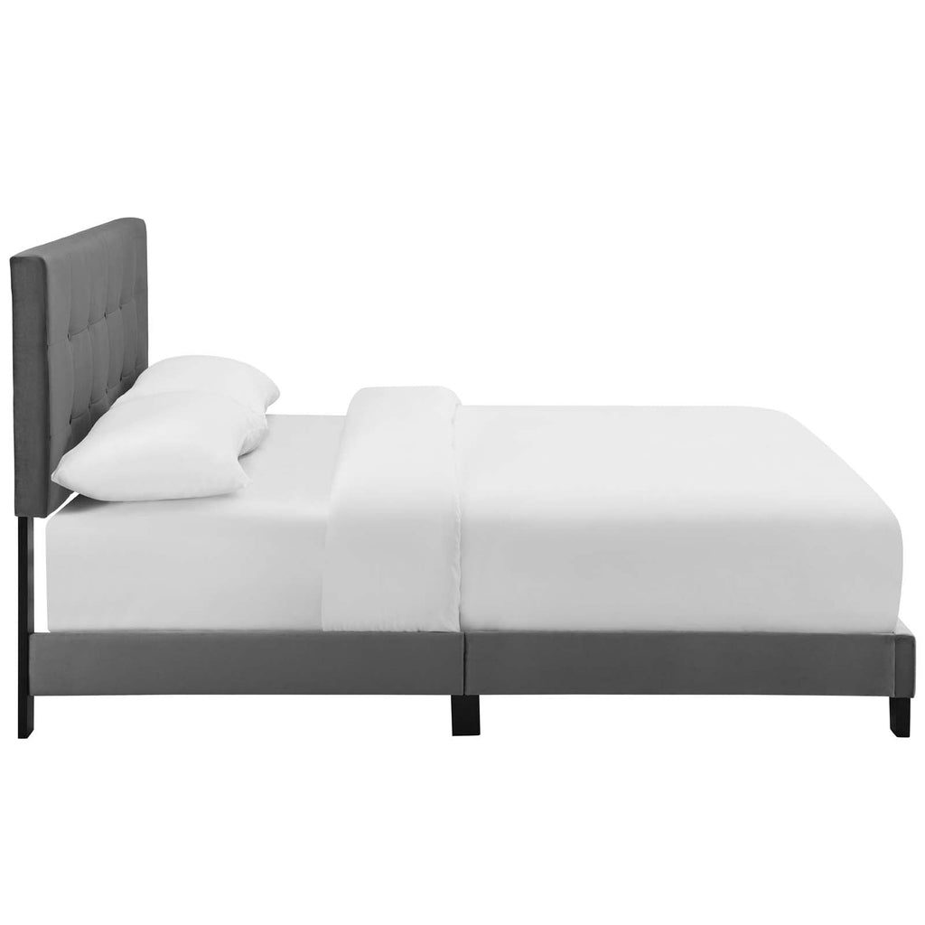 Amira Queen Performance Velvet Bed in Gray