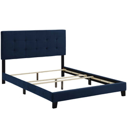 Amira Queen Performance Velvet Bed in Midnight Blue