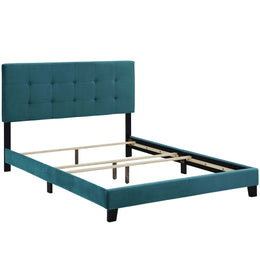 Amira King Performance Velvet Bed in Sea Blue