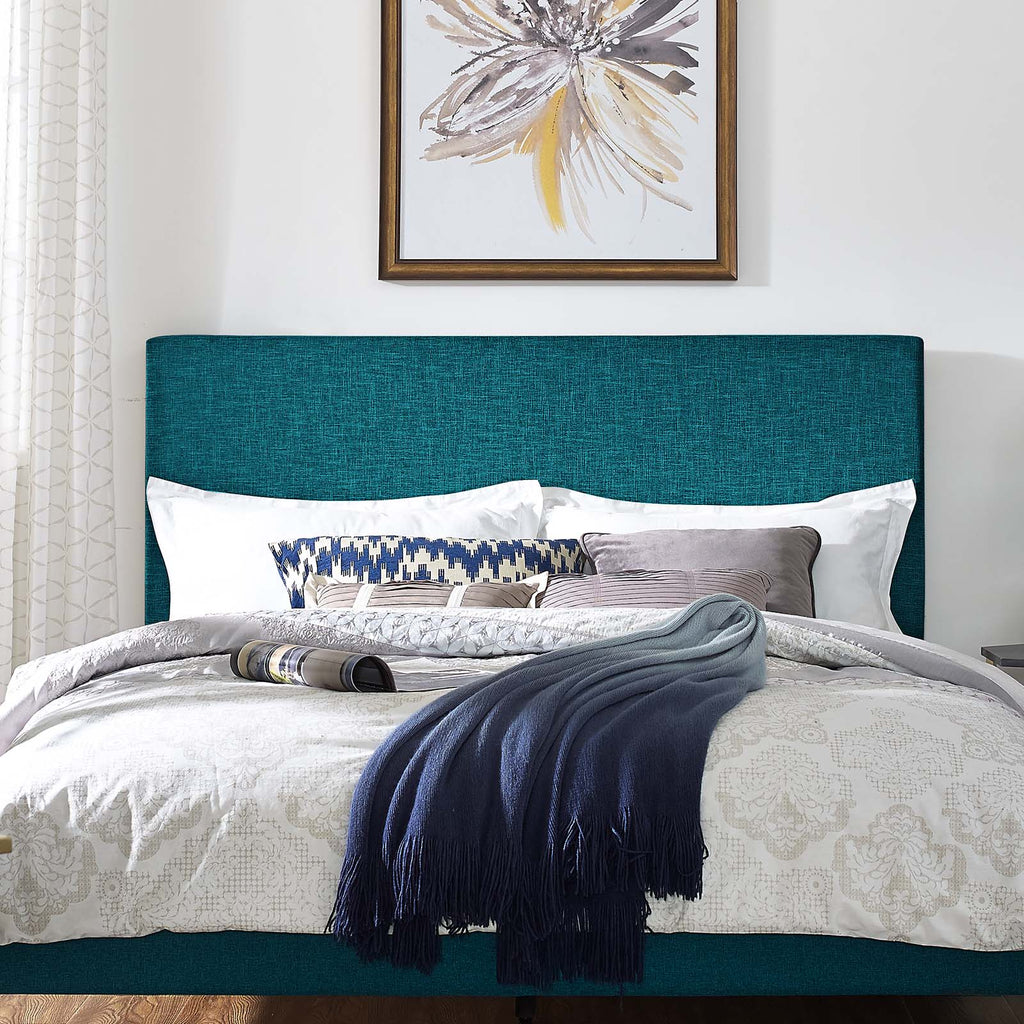 Taylor Full / Queen Upholstered Linen Fabric Headboard in Teal