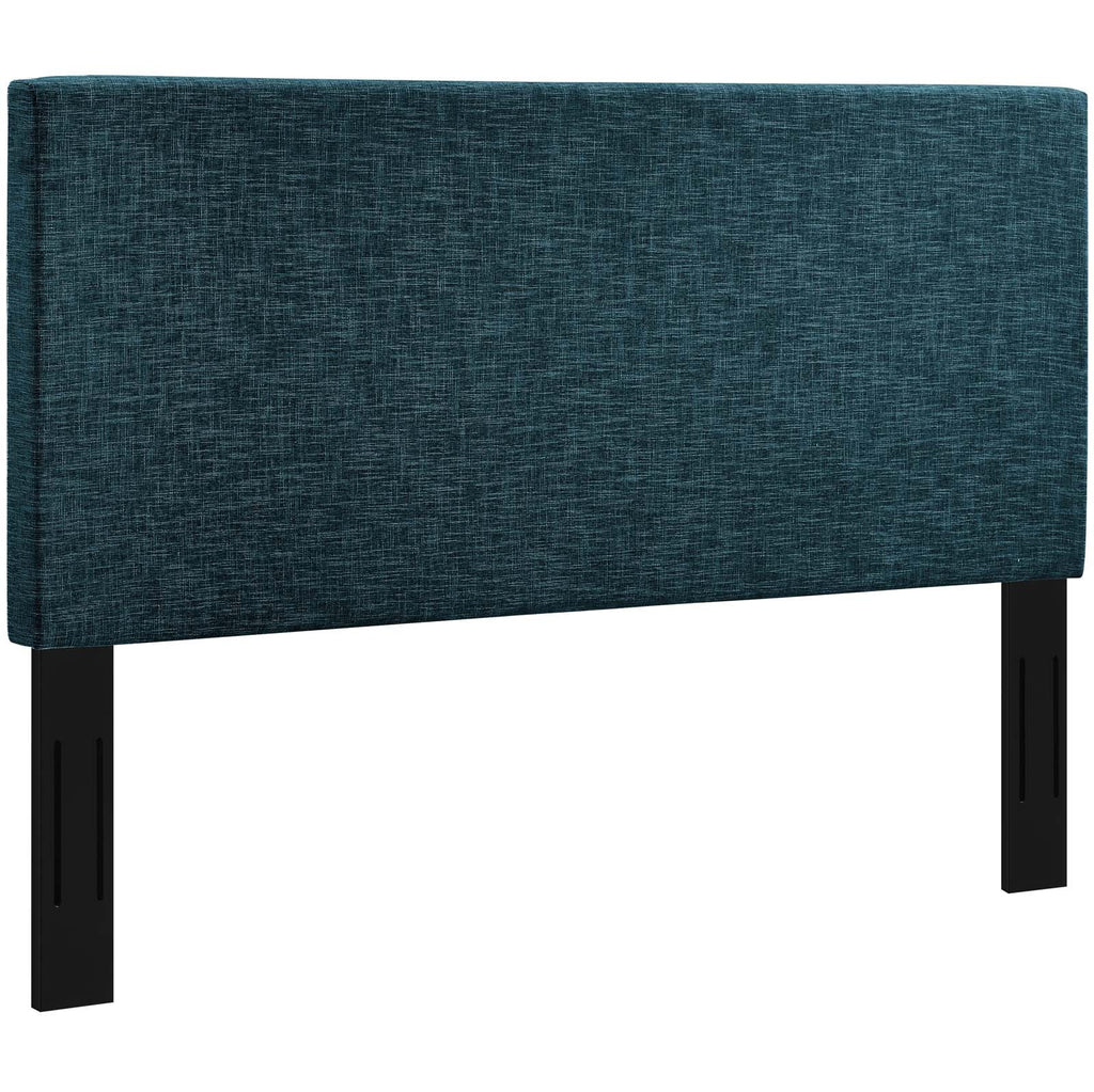 Taylor King and California King Upholstered Linen Fabric Headboard in Azure