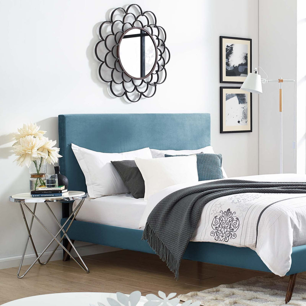 Taylor King and California King Upholstered Performance Velvet Headboard in Sea Blue