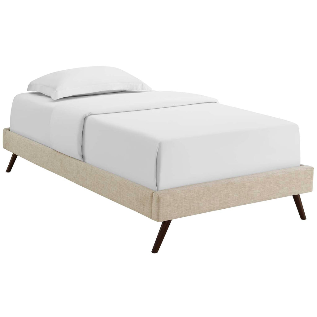 Loryn Twin Fabric Bed Frame with Round Splayed Legs in Beige