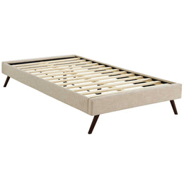 Loryn Twin Fabric Bed Frame with Round Splayed Legs in Beige