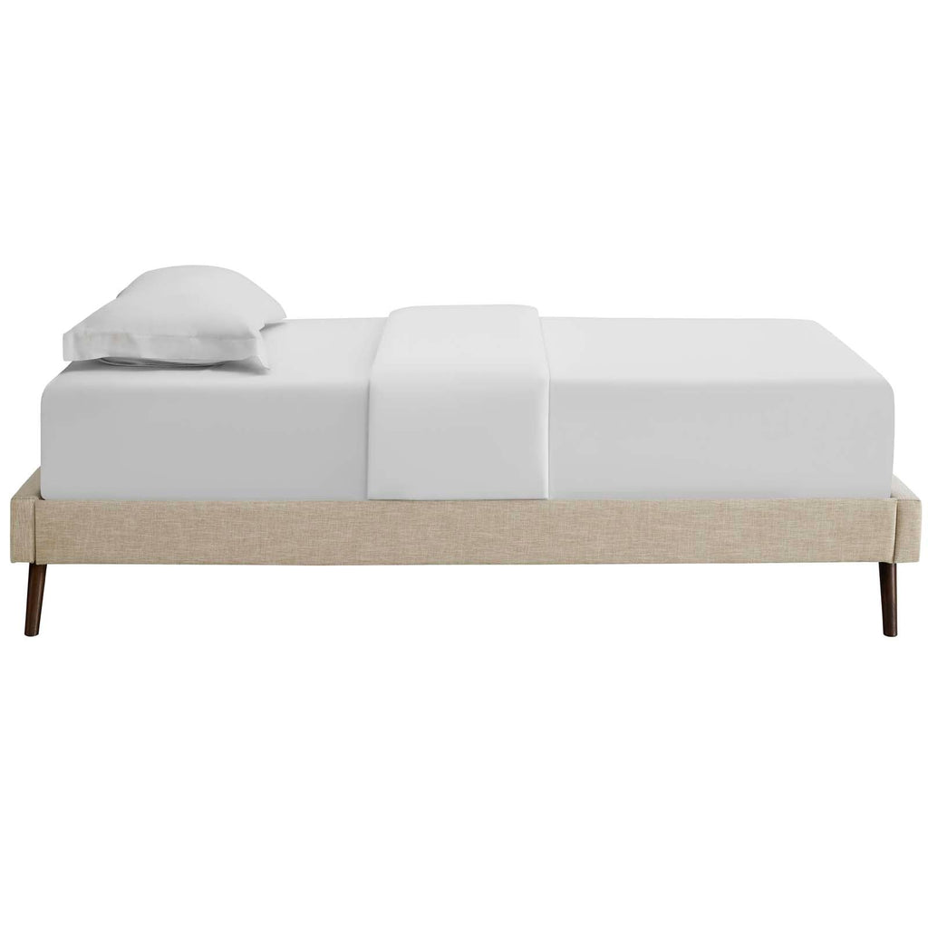 Loryn Twin Fabric Bed Frame with Round Splayed Legs in Beige