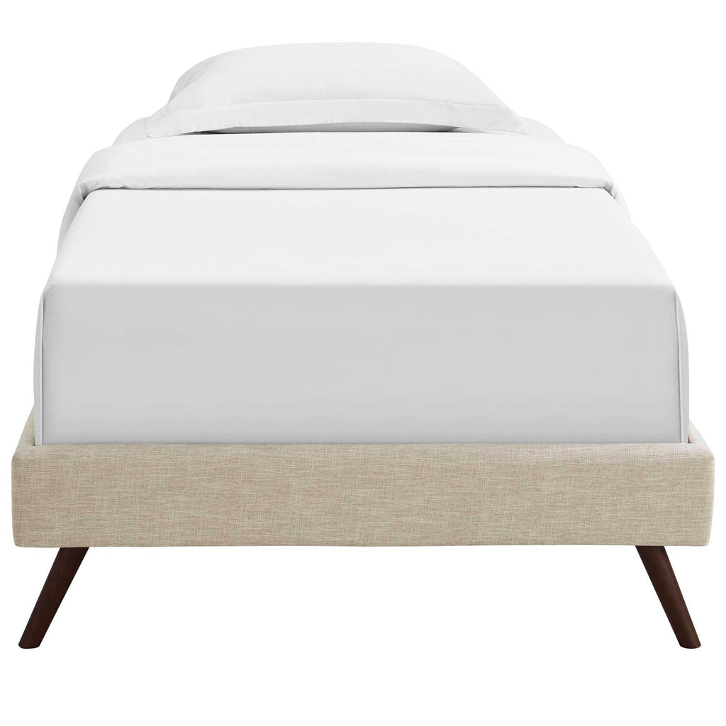 Loryn Twin Fabric Bed Frame with Round Splayed Legs in Beige