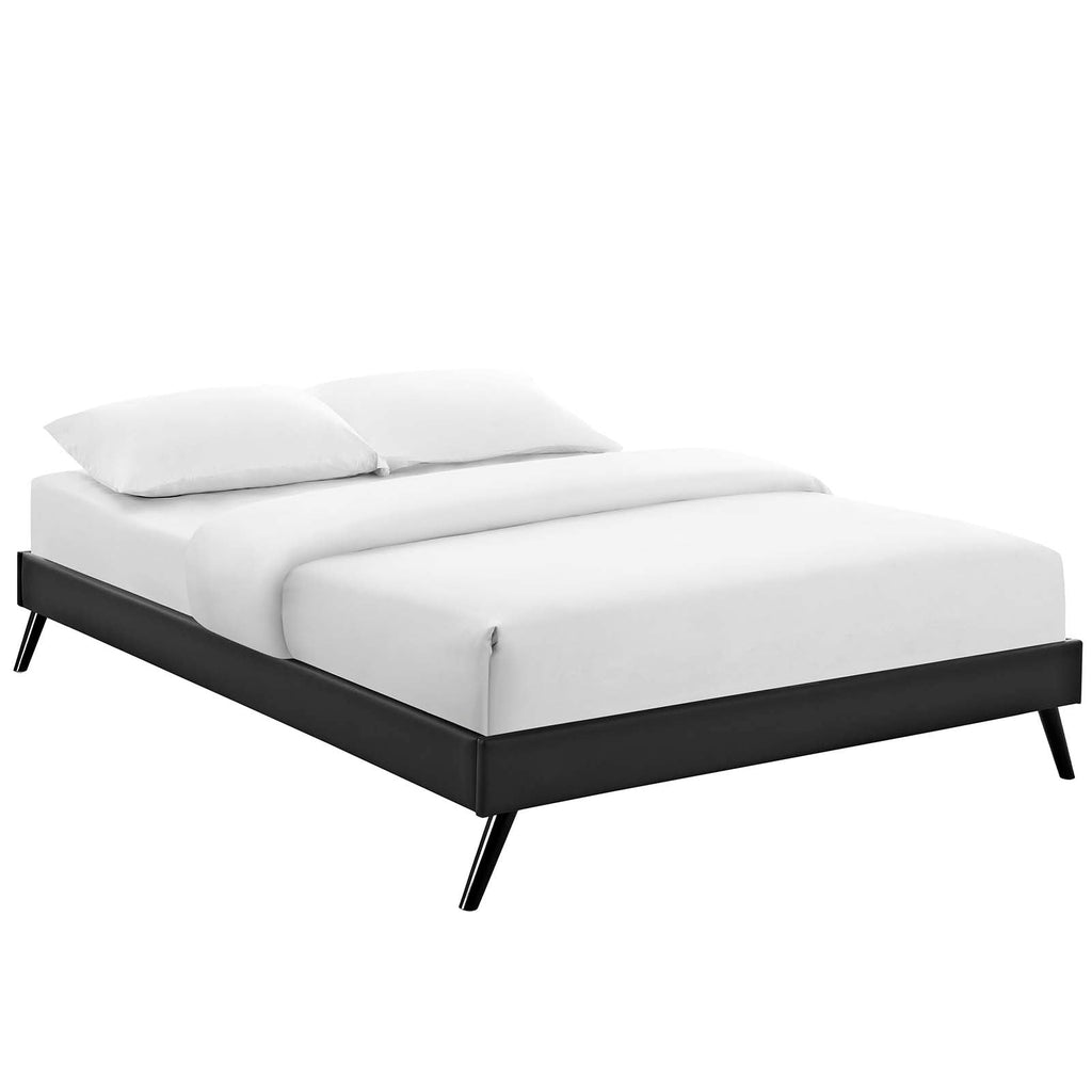 Loryn Full Vinyl Bed Frame with Round Splayed Legs in Black