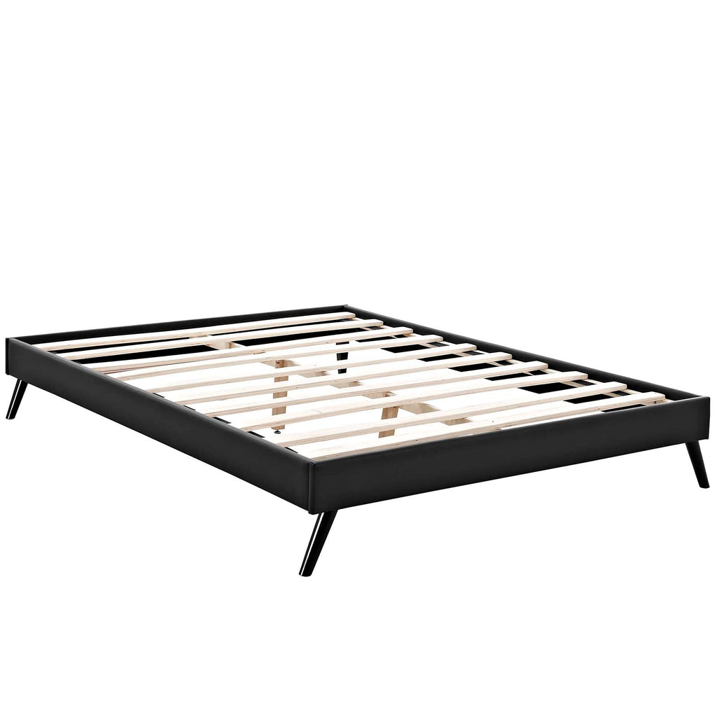 Loryn Full Vinyl Bed Frame with Round Splayed Legs in Black