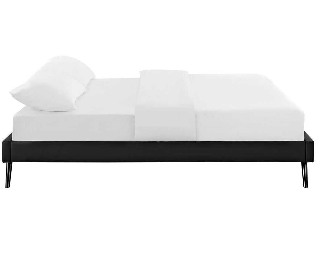 Loryn Full Vinyl Bed Frame with Round Splayed Legs in Black