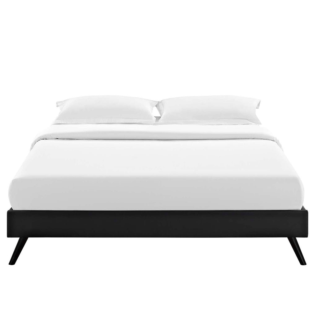 Loryn Full Vinyl Bed Frame with Round Splayed Legs in Black