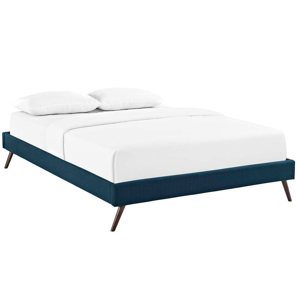 Loryn Full Fabric Bed Frame with Round Splayed Legs in Azure