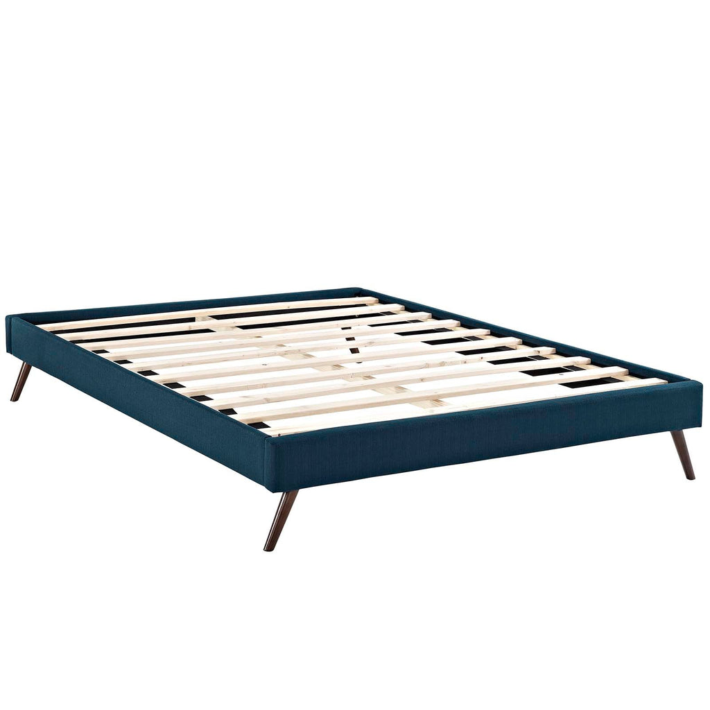 Loryn Full Fabric Bed Frame with Round Splayed Legs in Azure