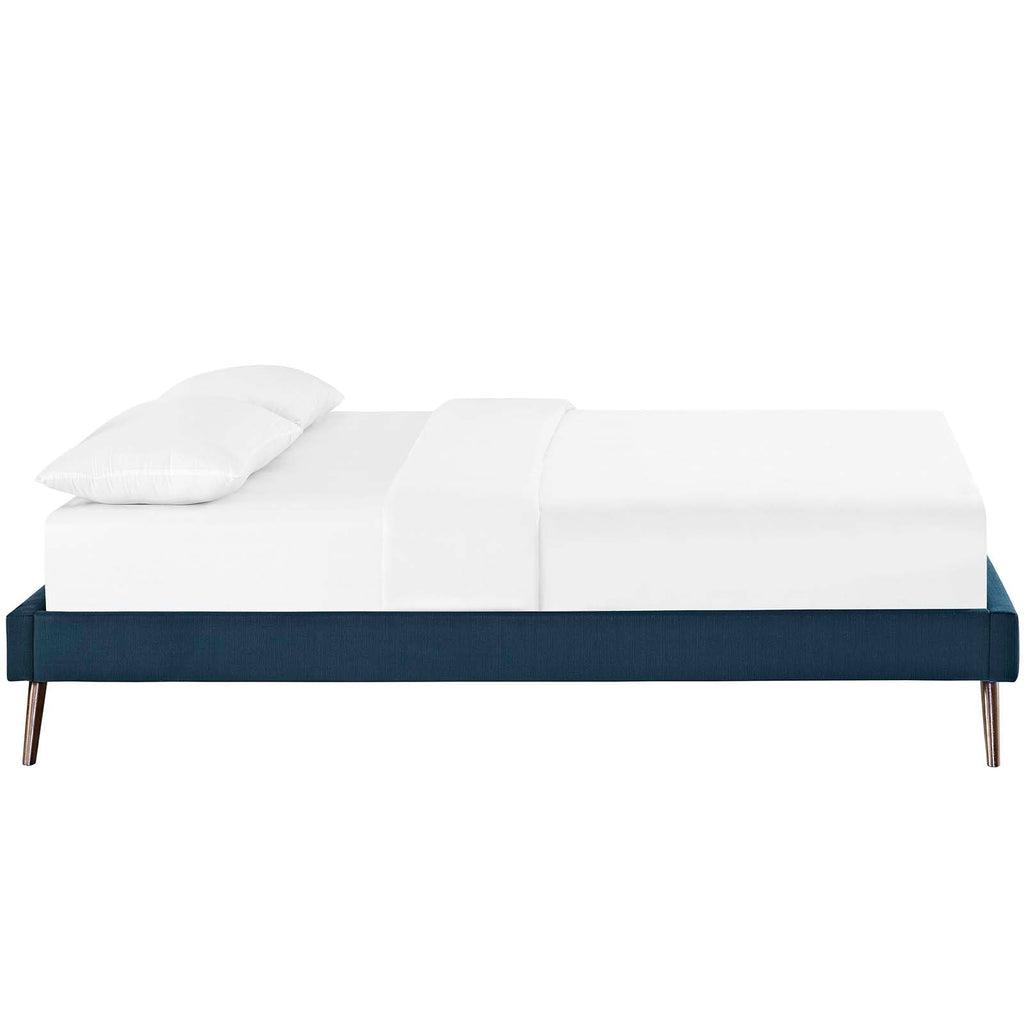 Loryn Full Fabric Bed Frame with Round Splayed Legs in Azure