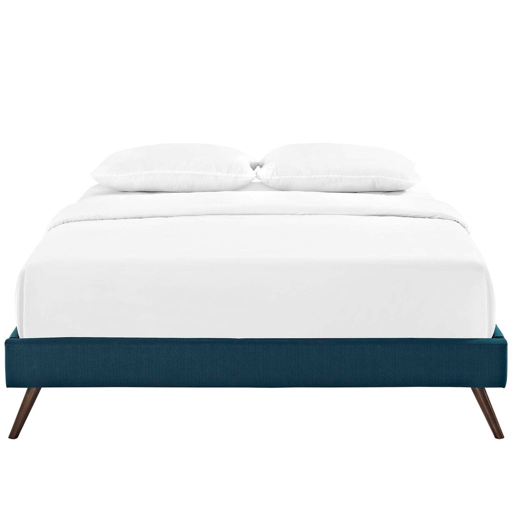 Loryn Full Fabric Bed Frame with Round Splayed Legs in Azure