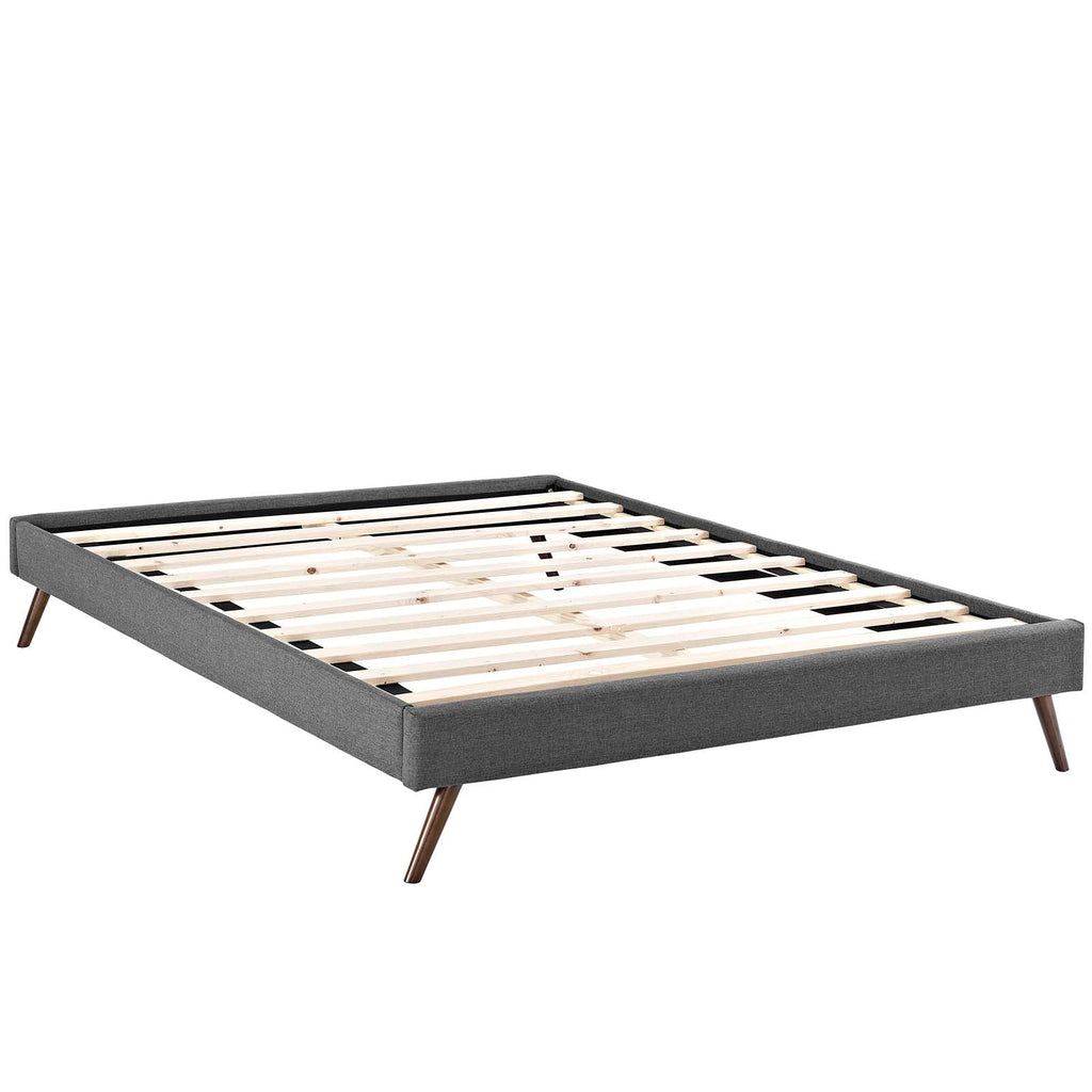 Loryn Full Fabric Bed Frame with Round Splayed Legs in Gray