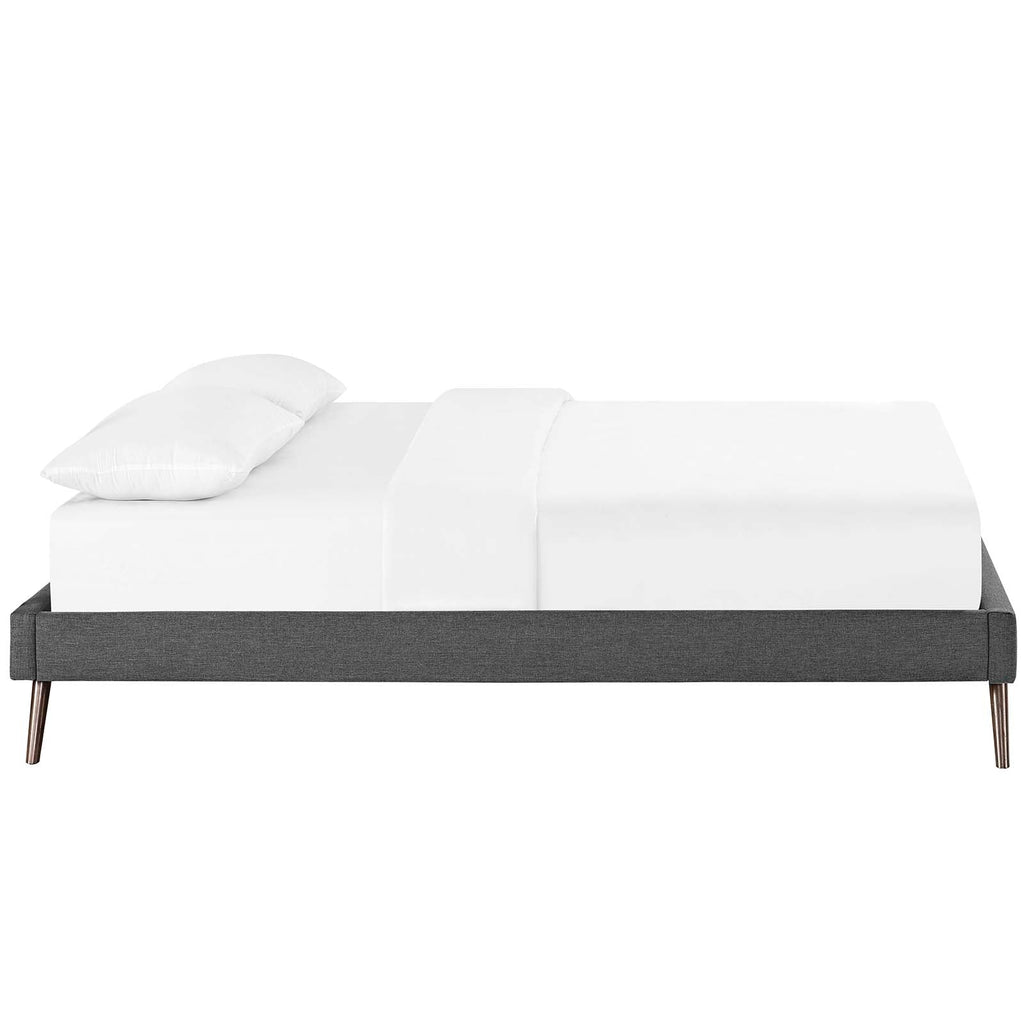 Loryn Full Fabric Bed Frame with Round Splayed Legs in Gray