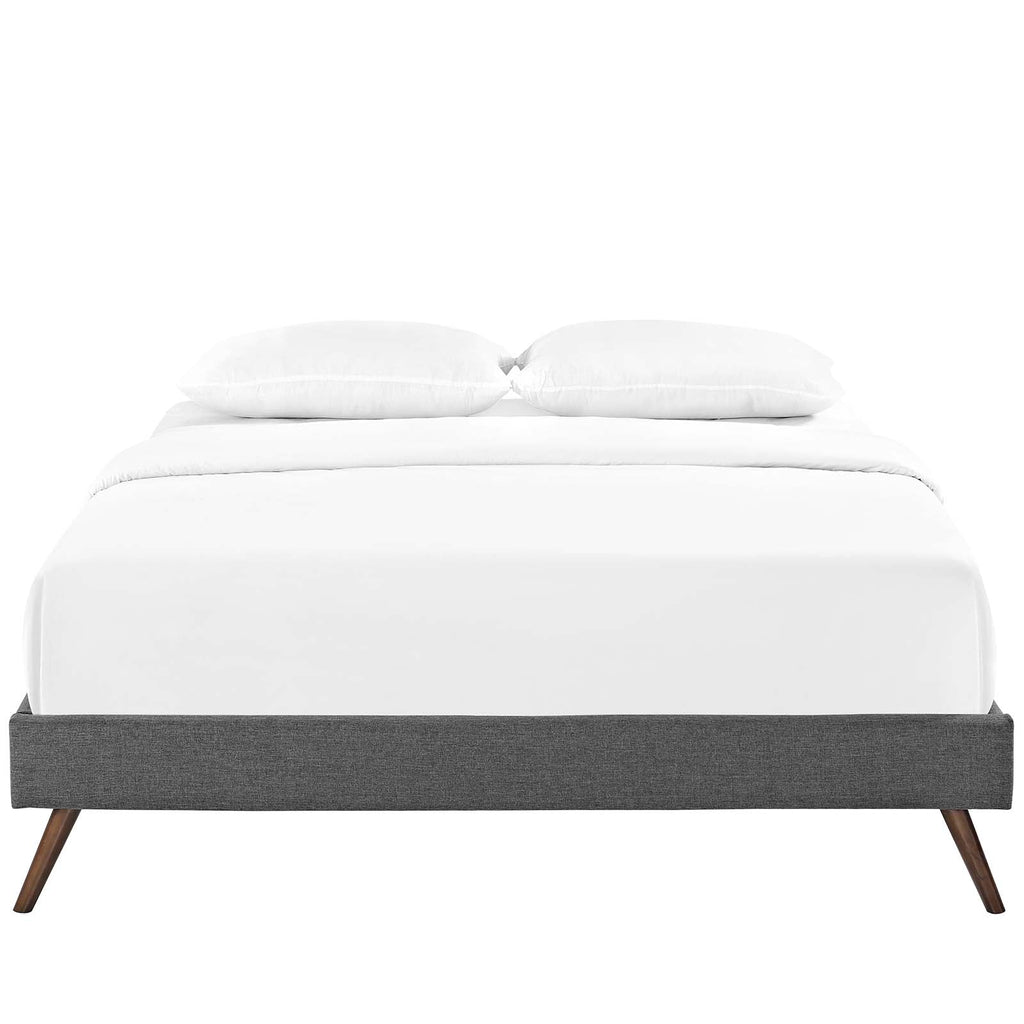 Loryn Full Fabric Bed Frame with Round Splayed Legs in Gray