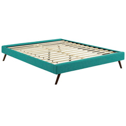 Loryn Full Fabric Bed Frame with Round Splayed Legs in Teal