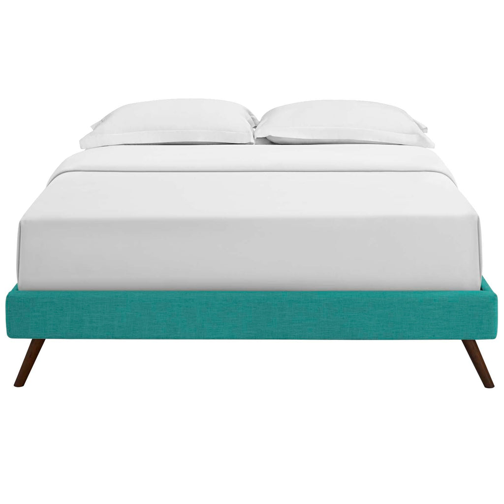 Loryn Full Fabric Bed Frame with Round Splayed Legs in Teal
