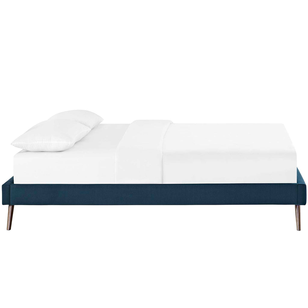 Loryn Queen Fabric Bed Frame with Round Splayed Legs in Azure