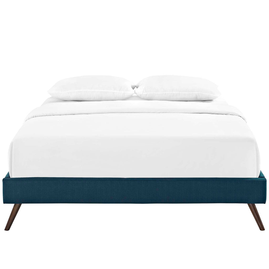 Loryn King Fabric Bed Frame with Round Splayed Legs in Azure