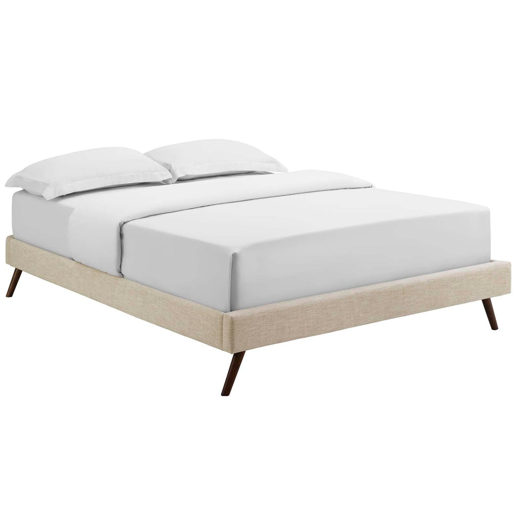 Loryn King Fabric Bed Frame with Round Splayed Legs in Beige