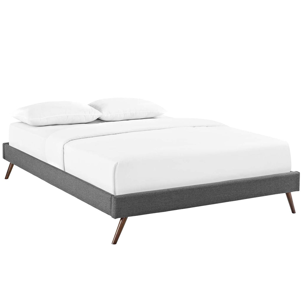 Loryn King Fabric Bed Frame with Round Splayed Legs in Gray