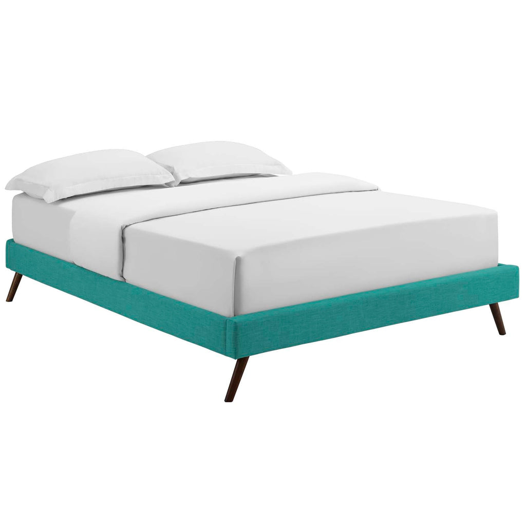 Loryn King Fabric Bed Frame with Round Splayed Legs in Teal