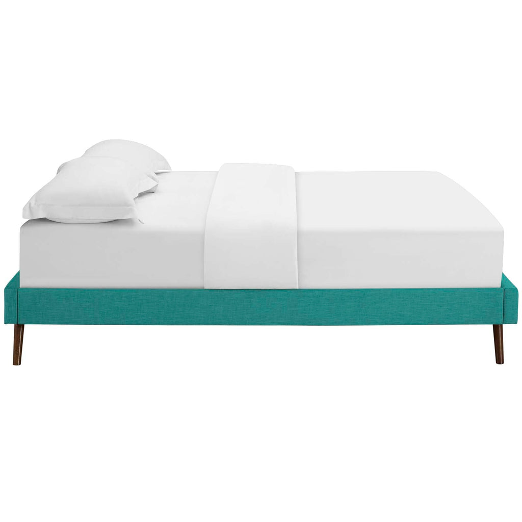 Loryn King Fabric Bed Frame with Round Splayed Legs in Teal