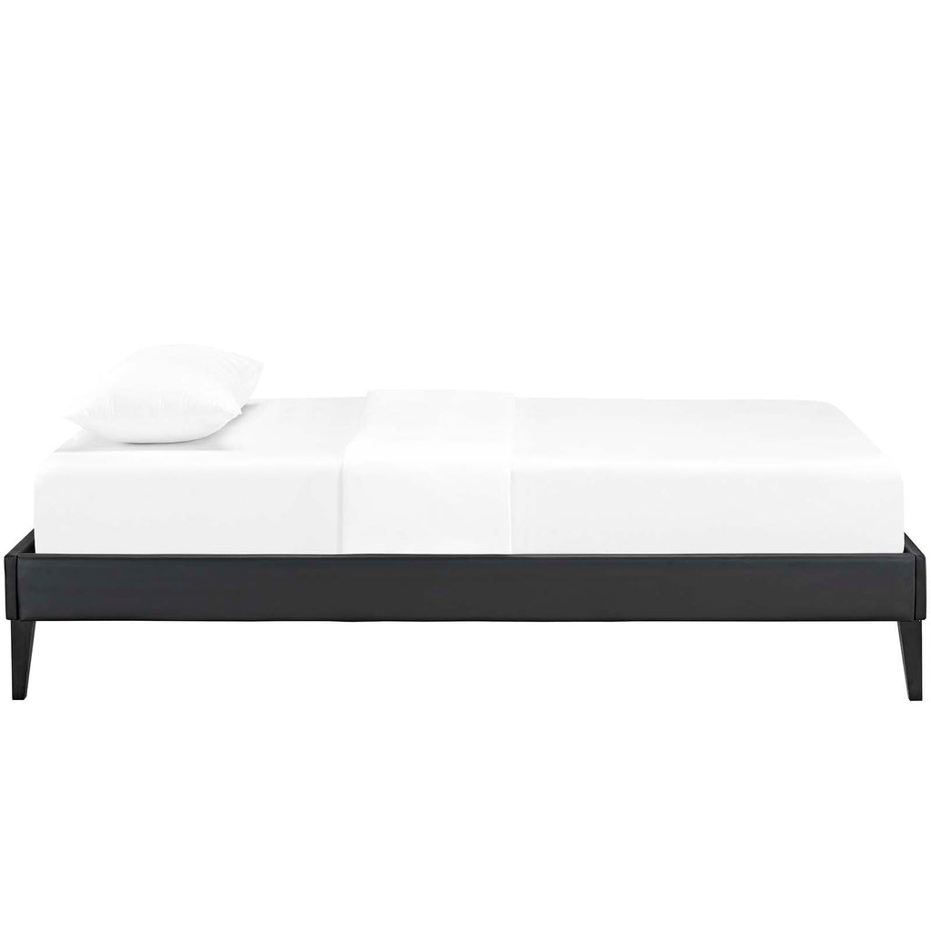 Tessie Twin Vinyl Bed Frame with Squared Tapered Legs in Black