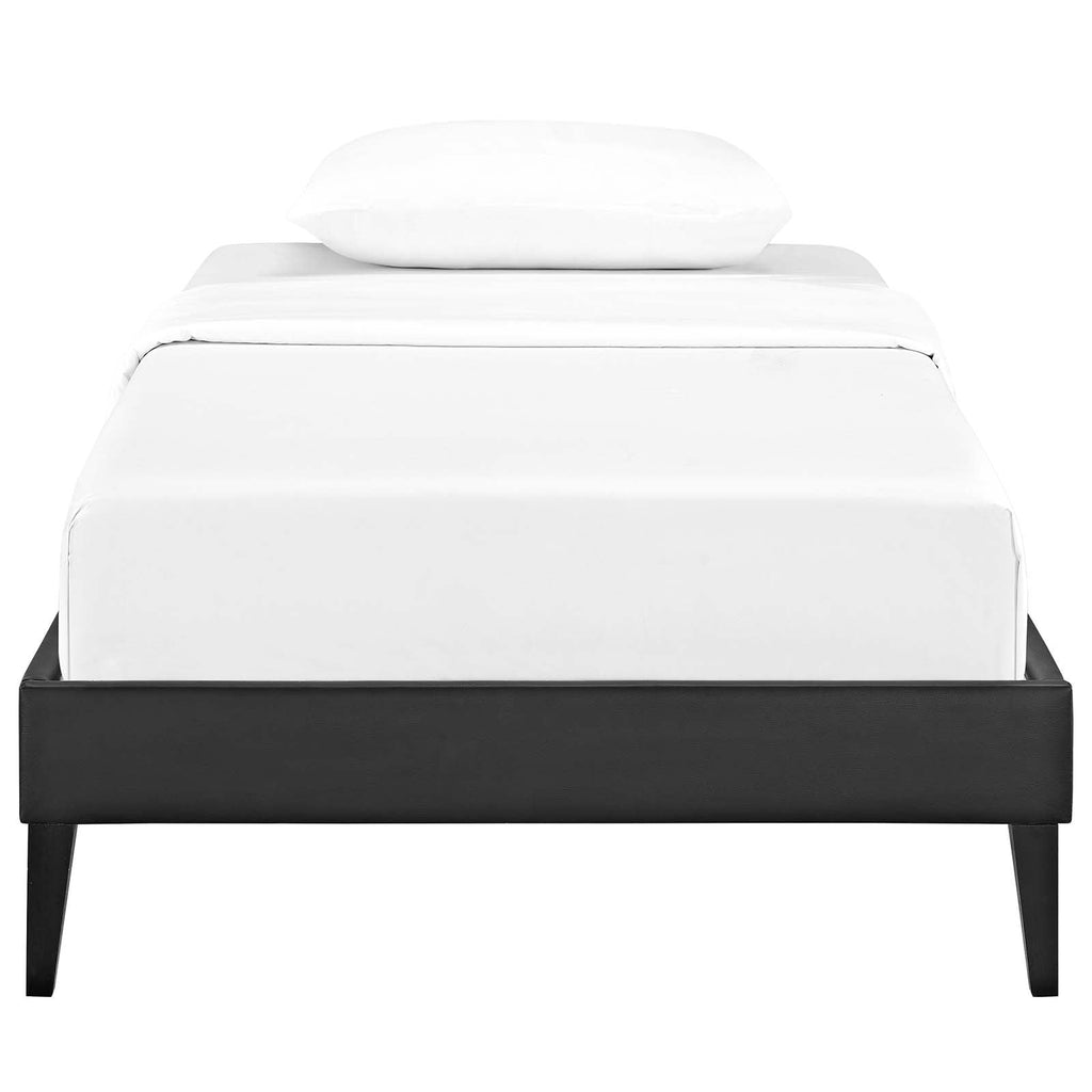 Tessie Twin Vinyl Bed Frame with Squared Tapered Legs in Black