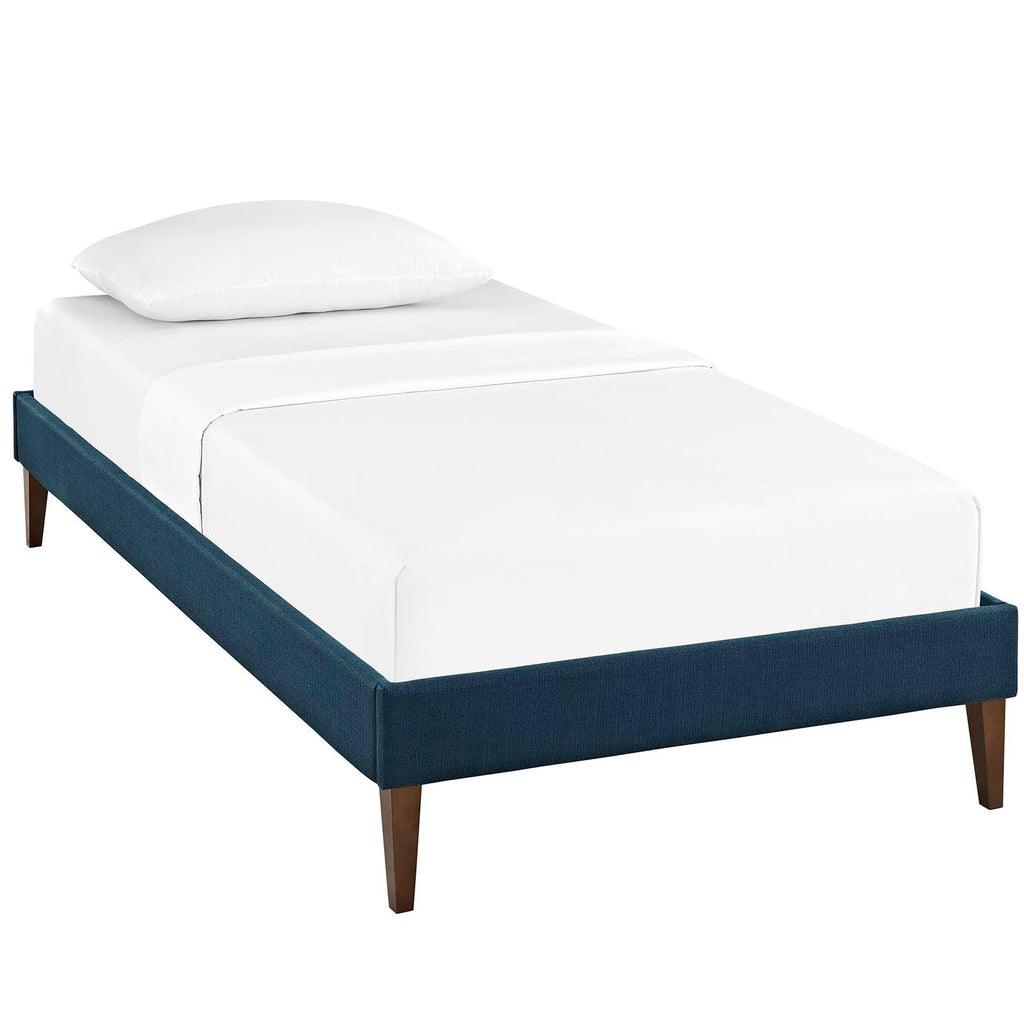 Tessie Twin Fabric Bed Frame with Squared Tapered Legs in Azure