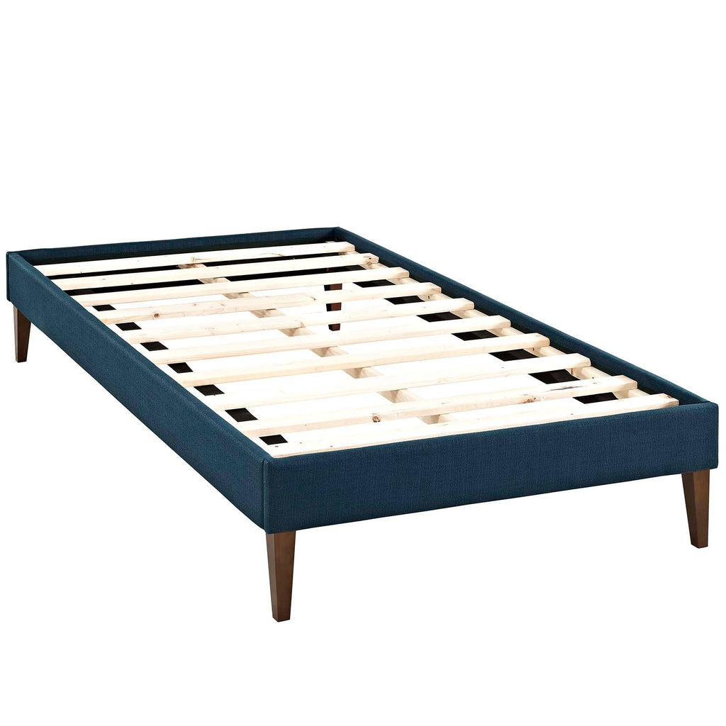 Tessie Twin Fabric Bed Frame with Squared Tapered Legs in Azure