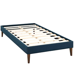 Tessie Twin Fabric Bed Frame with Squared Tapered Legs in Azure