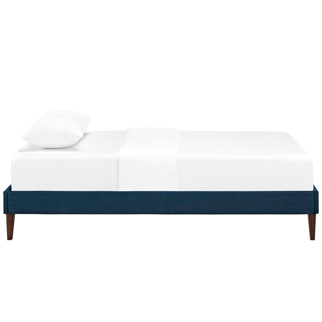 Tessie Twin Fabric Bed Frame with Squared Tapered Legs in Azure